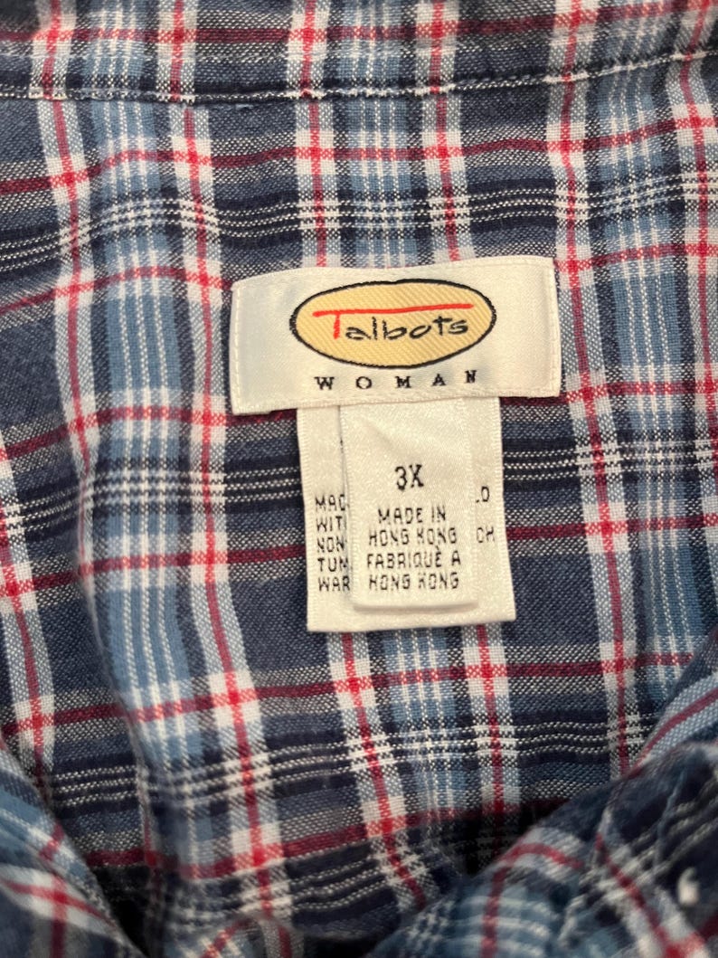 Vintage Talbots Red, White, and Blue Plaid Tie Front Collard Tank. Plus ...