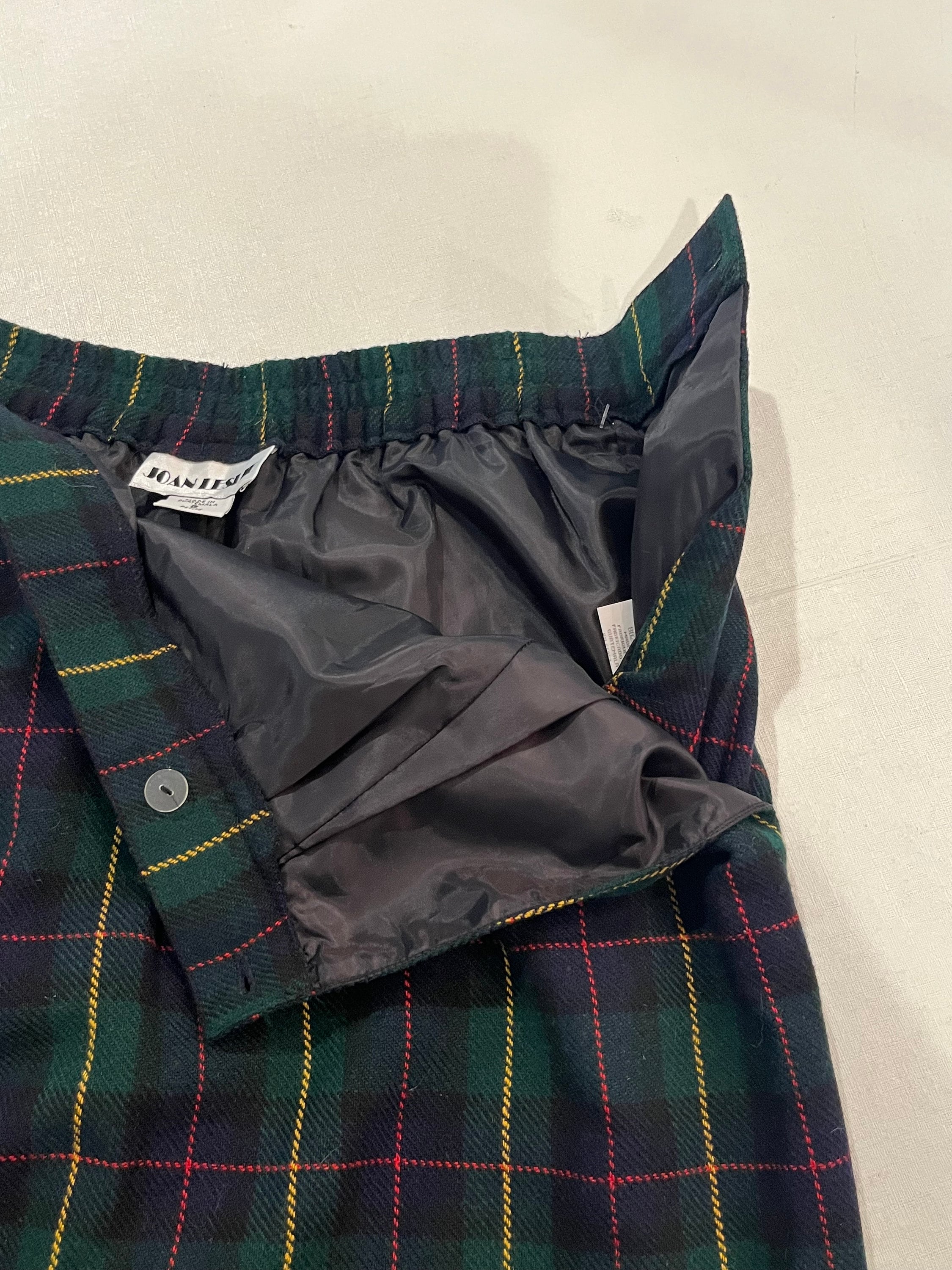 Jupe Crayon En Laine Carlisle Taille 12 - Carreaux Bleu Marine, Noir, Vert, Excellent état Occasion