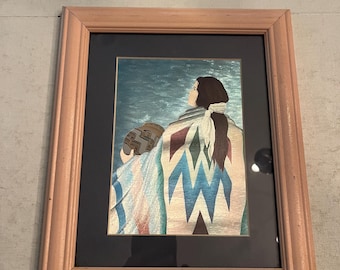 Vintage 90s southwestern metallic lithograph by artist Diana Martin. So cool!