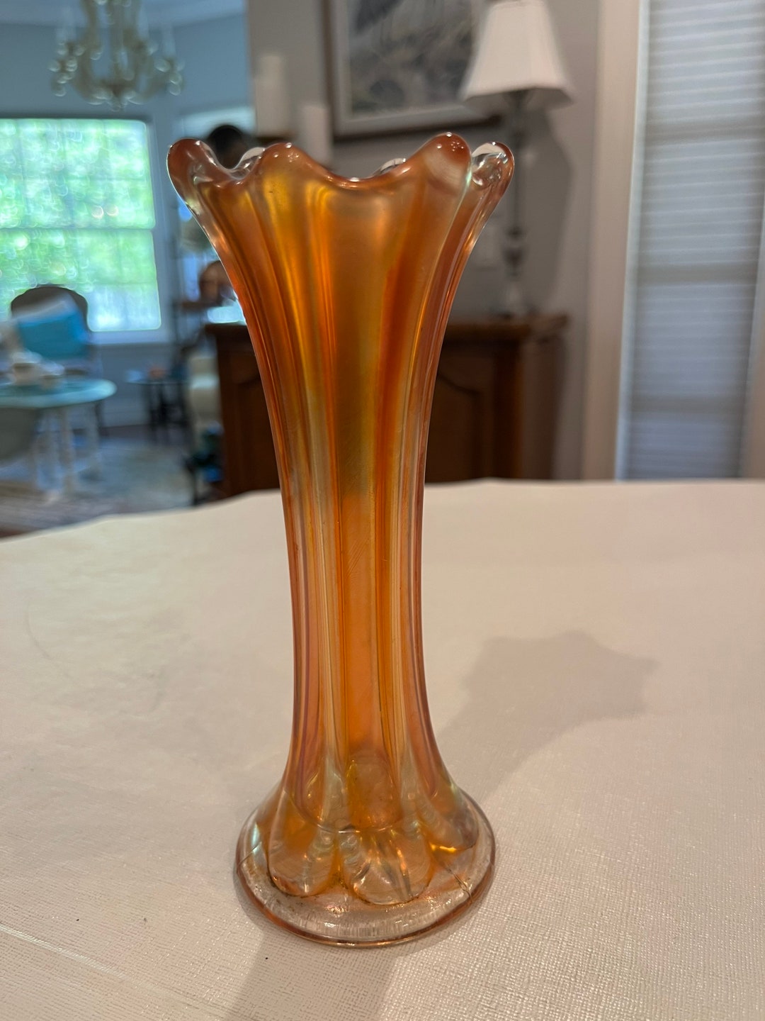 Vintage Orange Carnival Glass Vase. Petite Size. GUC Etsy