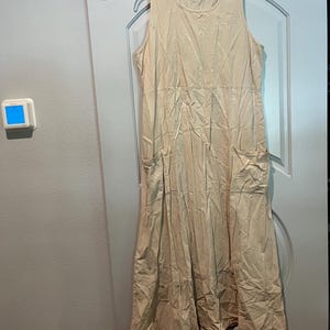 Vintage natural linen color style sleeveless dress. Post apocalyptic style. GUC!