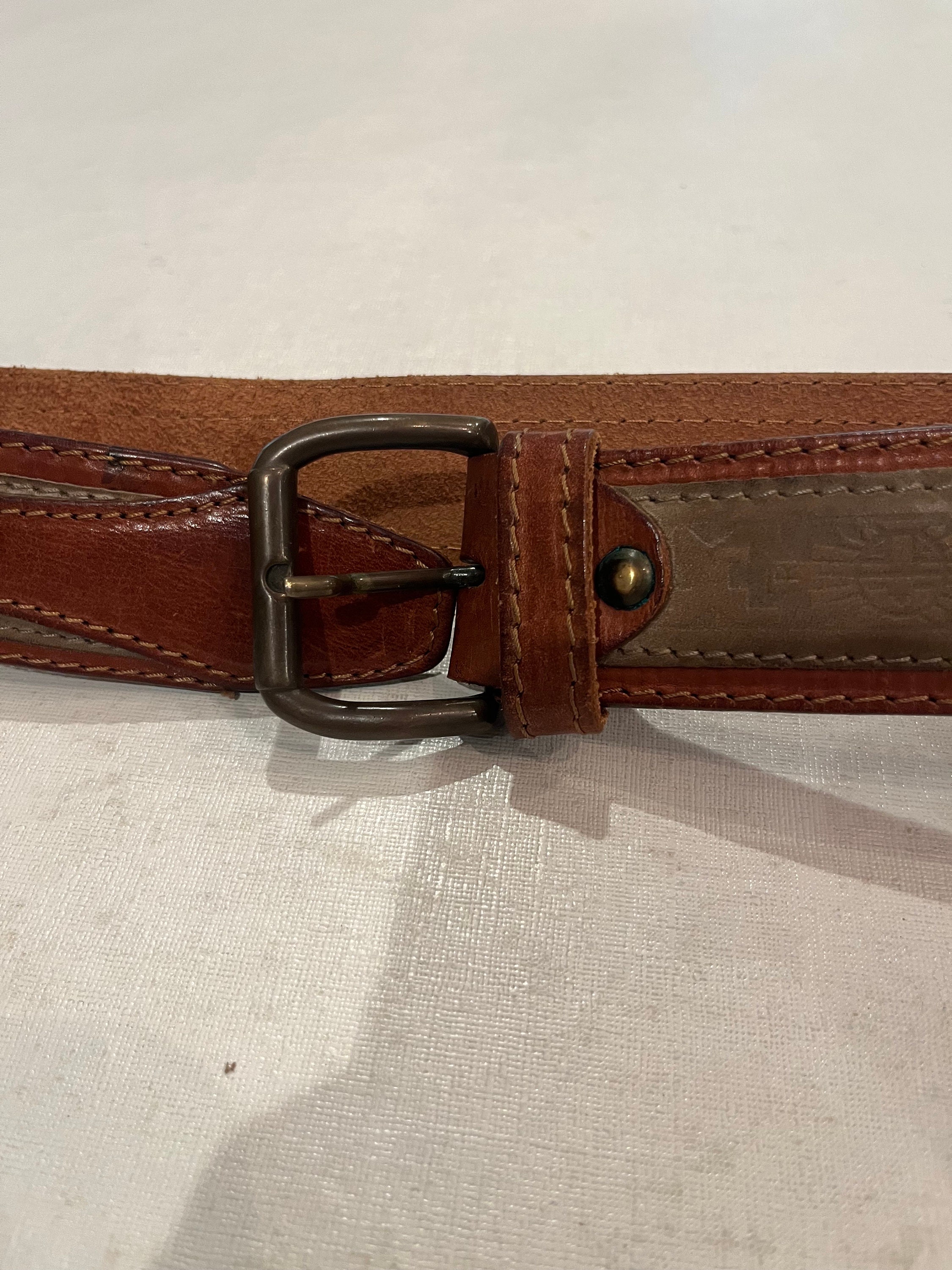 Vintage Southwestern/ Aztec Designed Leather Belt. GUC! - Etsy display picture 1