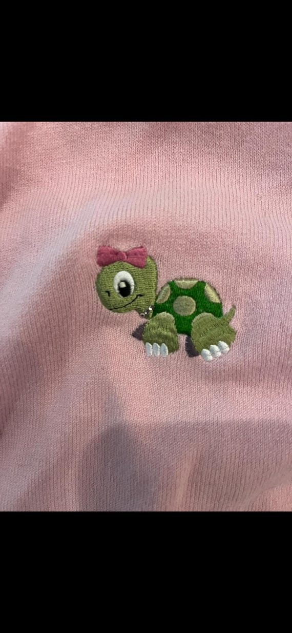 Vintage light Pink Button-Up turtle patch cardiga… - image 2
