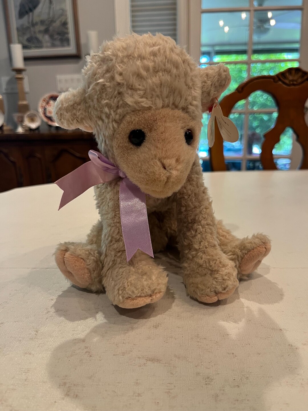 Vintage 1997 Ty Creamy Beige “lovie” Lamb Plush With Lavender