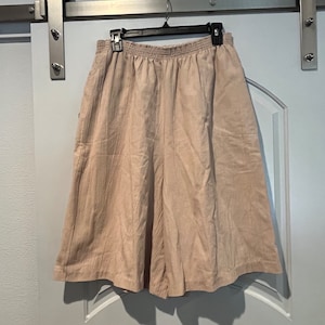 Vintage stone khaki long high waisted culotte shorts. So cute image 1