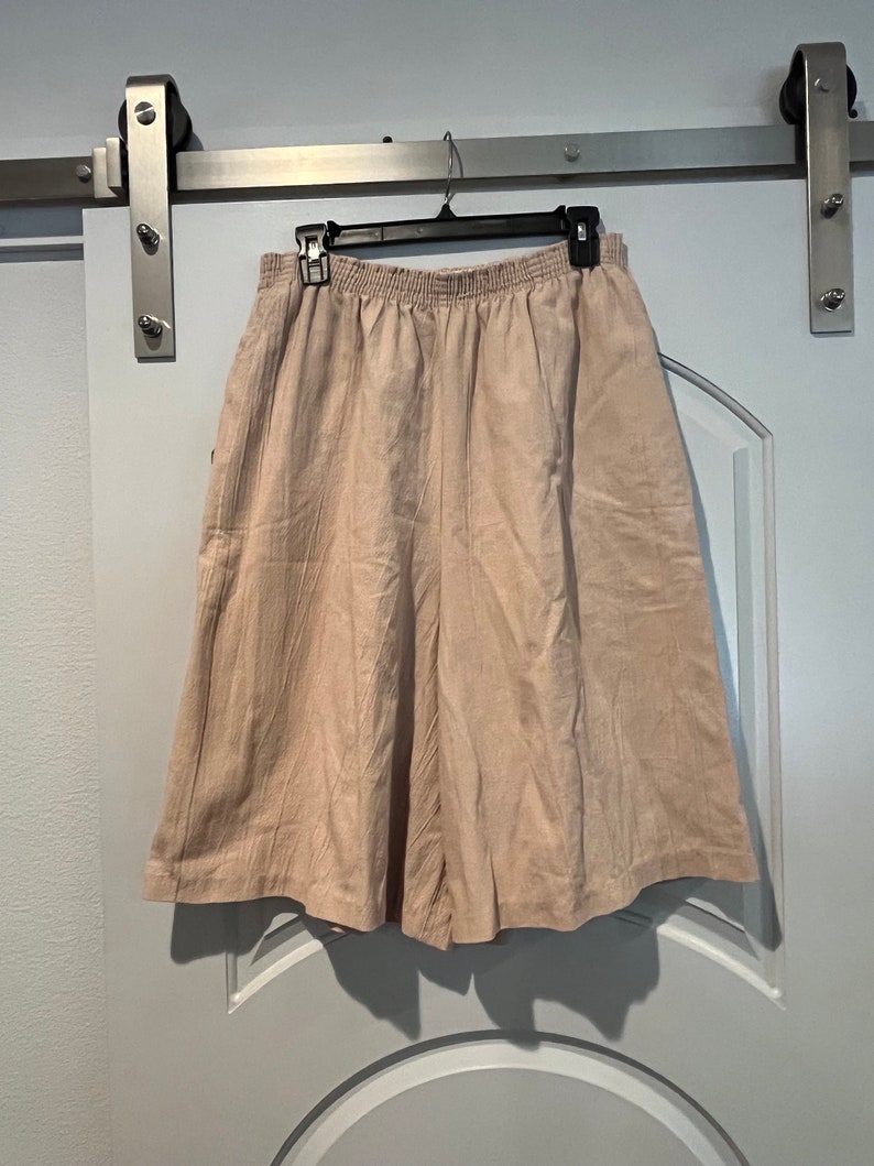 Vintage stone khaki long high waisted culotte shorts. So cute image 1