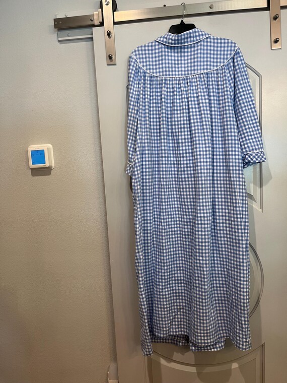 Vintage Blue Gingham checked snap Button-Front fl… - image 5