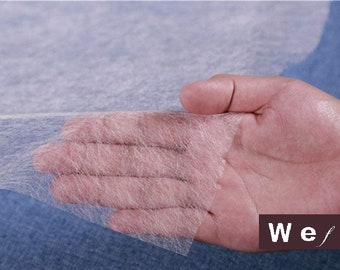 Wefab Iron on Double Sided Non-Woven Interfacing Fusible Interlining Buckram for Sewing Fusible Web Interfacing Light Weight 10 GSM