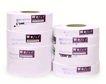 Wefab Stryk-på-gränssnitt med styv yta, smältbart mellanlägg, 50 meter lång rullform, 180 GSM, 100 % bomullstyg för hantverk och sömnad