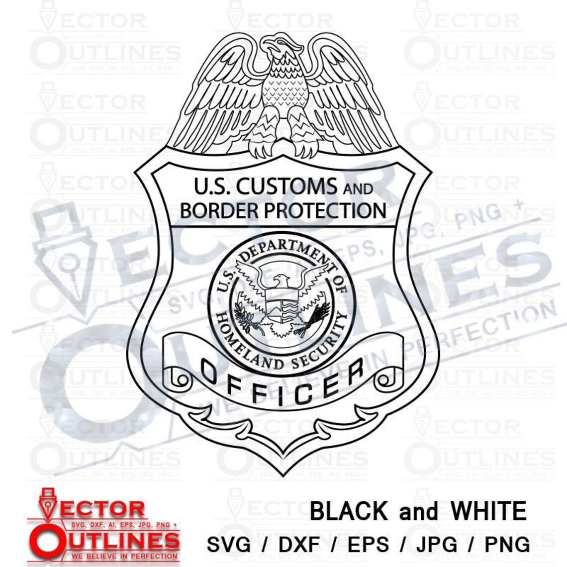 Us Customs and Border Protection badge svg dxf outline | Etsy