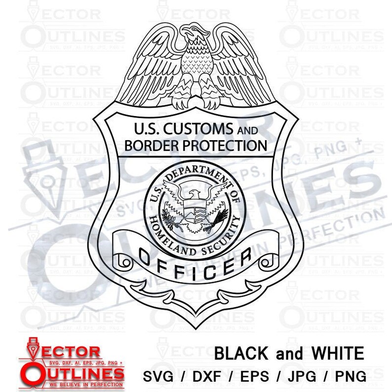 Download Us Customs and Border Protection badge svg dxf outline | Etsy