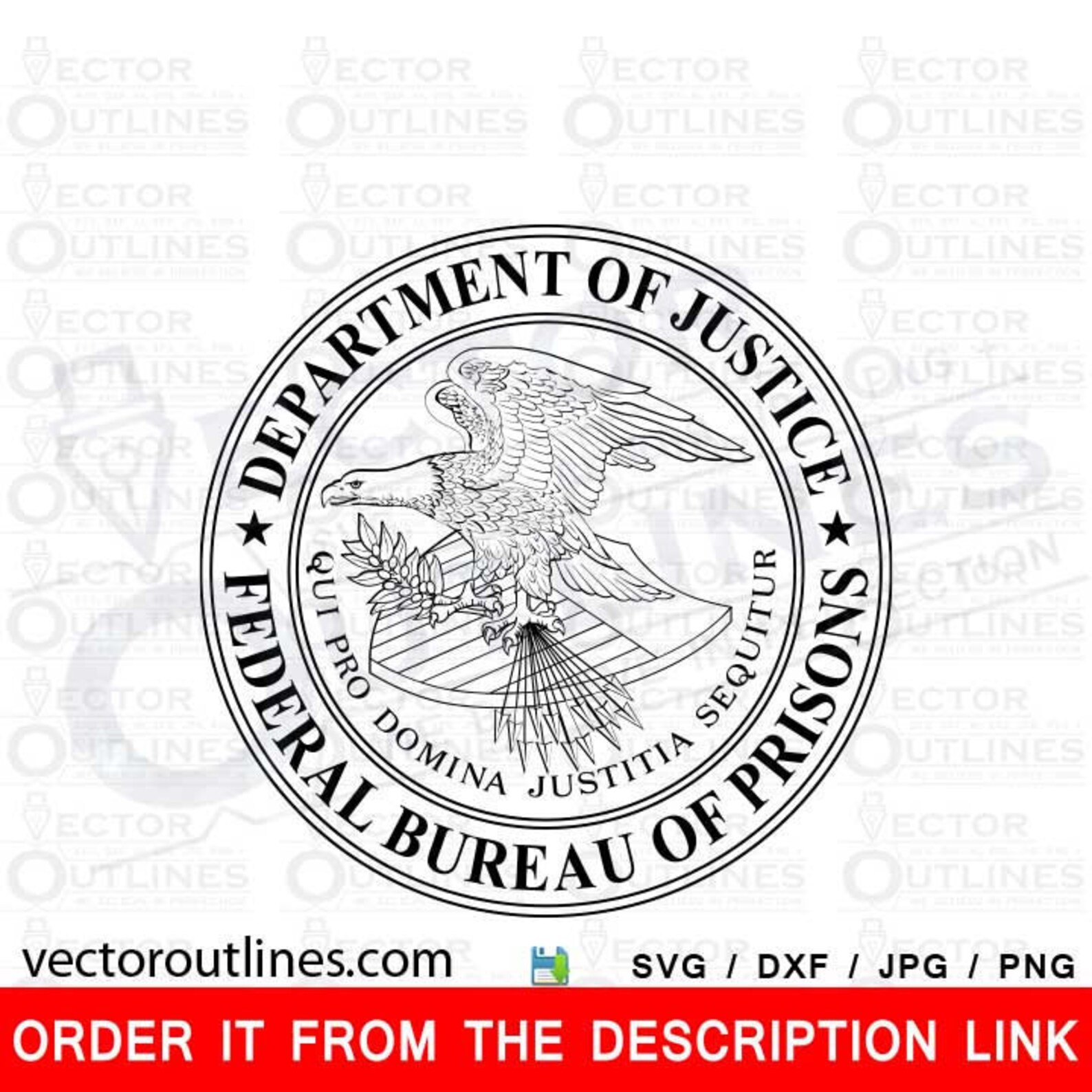 Department of Justice Federal Bureau of Prisons black Etsy