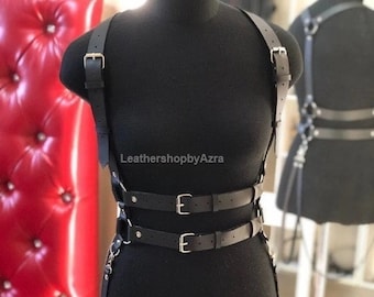 Stylish Adjust Fashion Waist Belt, Woman Leather Gothic Harness, Body Top Harness, Adjustable Outfit Harness, Plus Size Suspender Harness