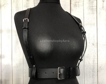 Harness Belt For Woman, Leather Suspender Harness, Soft Leather Chest Harness, Body Top Harness Belt, One Straps Belt, Stylish Waist Harness