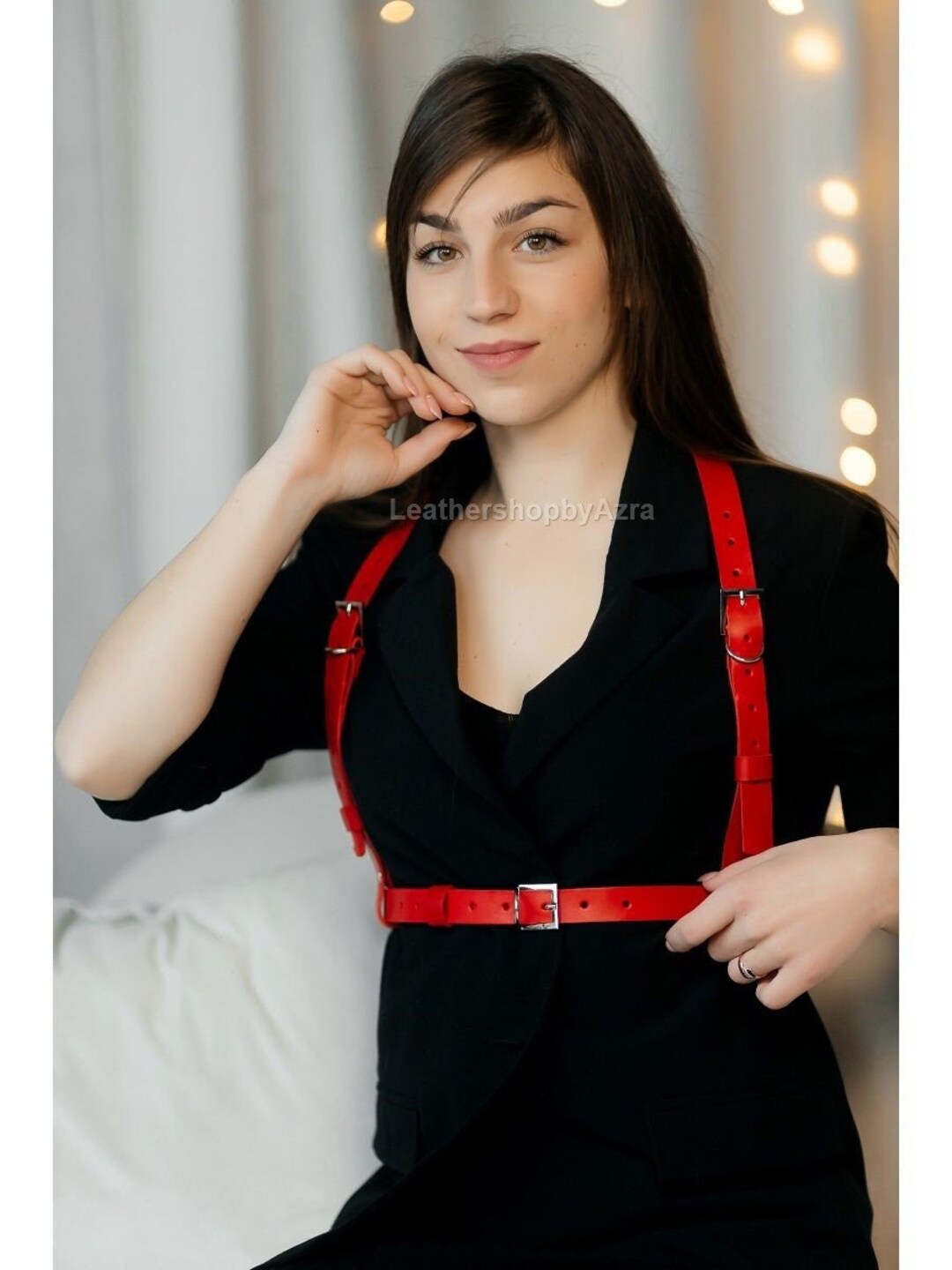 Leather Suspender One Belt Harness, Plus Size Waist Harness Belt