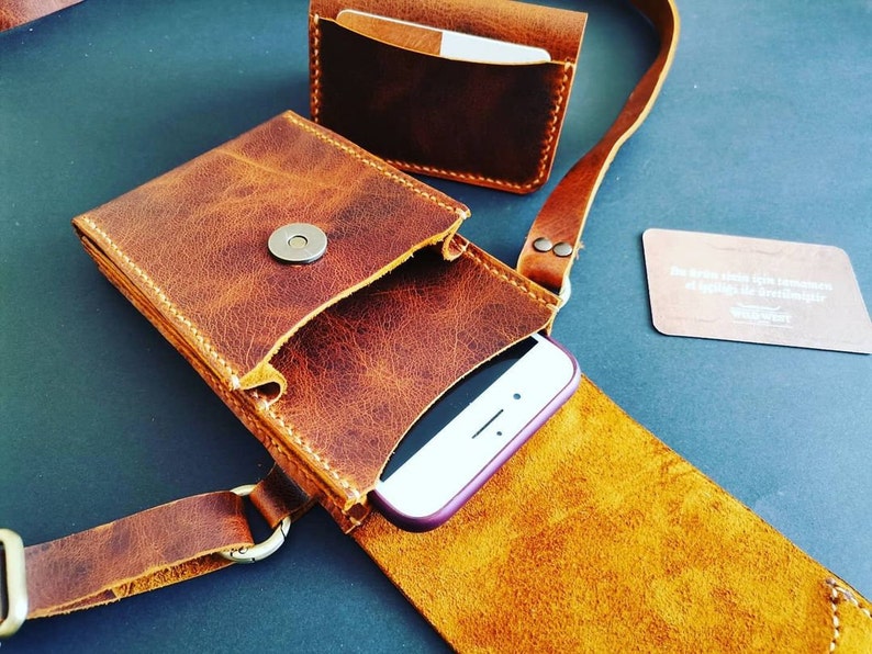 Personalised Leather Bag Adjustable Cross Body Bag Hand Stitched Bag within Minimalist Card Holder For Men Wallet Detachable Straps