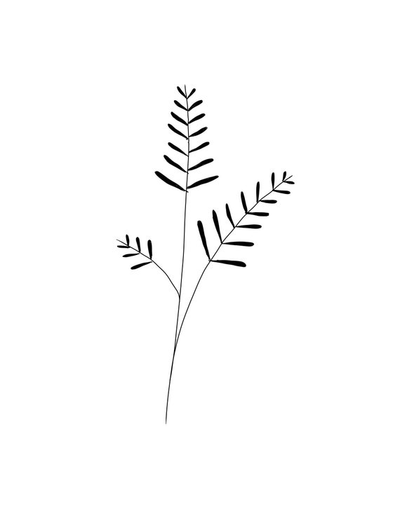 Digital Print Black and White Plant | Etsy