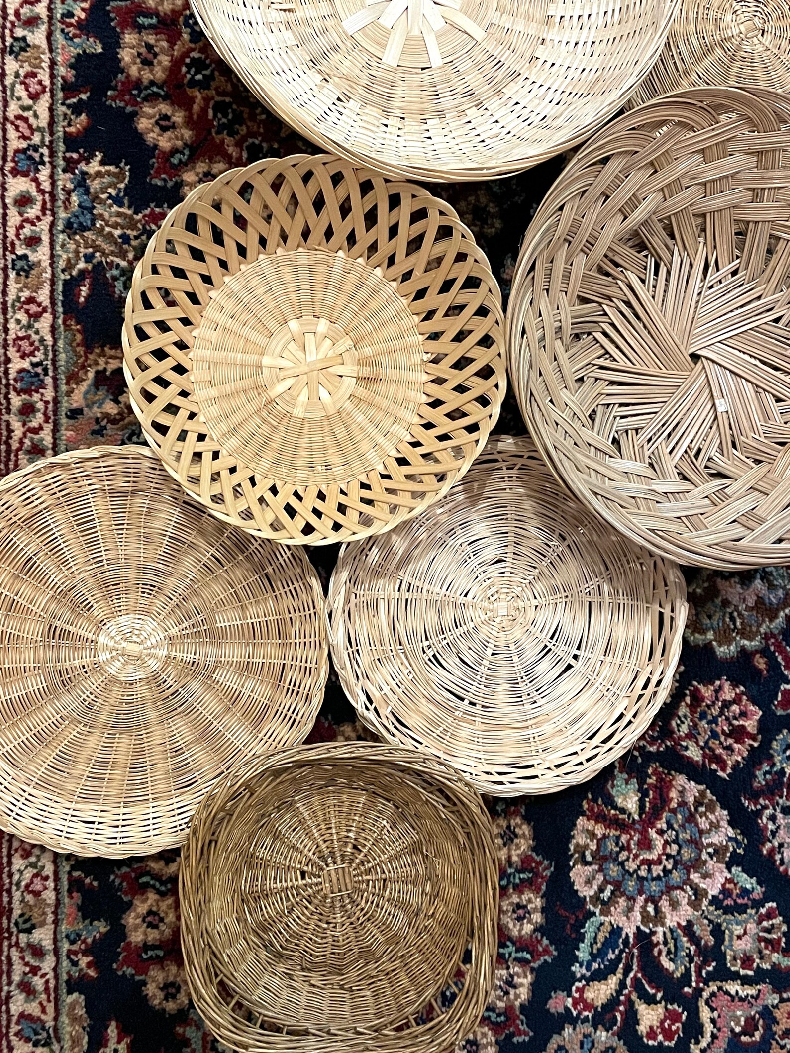Set of 8 unique baskets for large basket wall vintage large Etsy