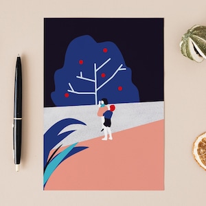Carte postale TRAVAIL D'ÉQUIPE, enfants, amitié, frères et sœurs, école, papeterie, imprimé A6, enveloppe
