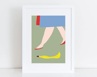 Art print WALK, fine art giclée print, woman illustration, modern wall art, mindfulness wallart