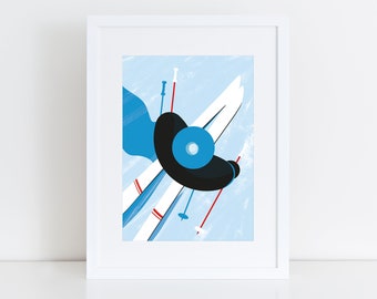 Art Print SKIFAHRER, Fine Art Giclée Print, Illustration Print, Modern Wall Art, Wallart, Poster, Winter