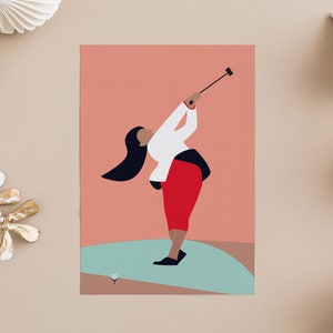 Postkarte GOLF, Sport, Frauenpower, Feminismus, Papeterie, A6 Druck, Briefumschlag