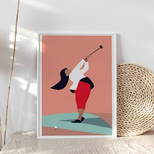 Art print GOLF, fine art giclee printing, women's power, sports, modern minimalist wall art A3 Digital Print