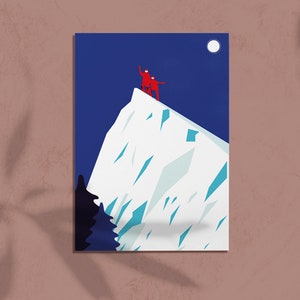 Postcard MOUNTAIN HIGH, mountaineer, winter landscape, stationery, A6 print, envelope image 4