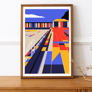 Art Print LONDON LIDO, Fine Art Giclée Print, Illustration Print, Modern Wall Art, Bauhaus Poster