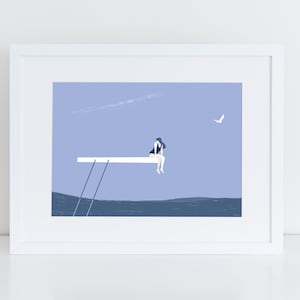 Art print SUMMER, Fine Art Giclée poster, Sea illustration, Modern wall art, Water beach, Minimalism