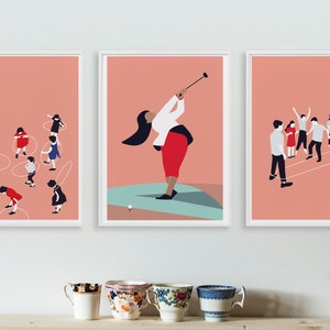 Art print GOLF, fine art giclee printing, women's power, sports, modern minimalist wall art image 5