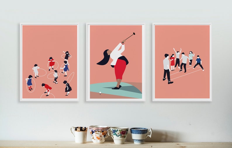 Art print GOLF, fine art giclee printing, women's power, sports, modern minimalist wall art image 5