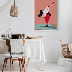 Art print GOLF, fine art giclee printing, women's power, sports, modern minimalist wall art image 8