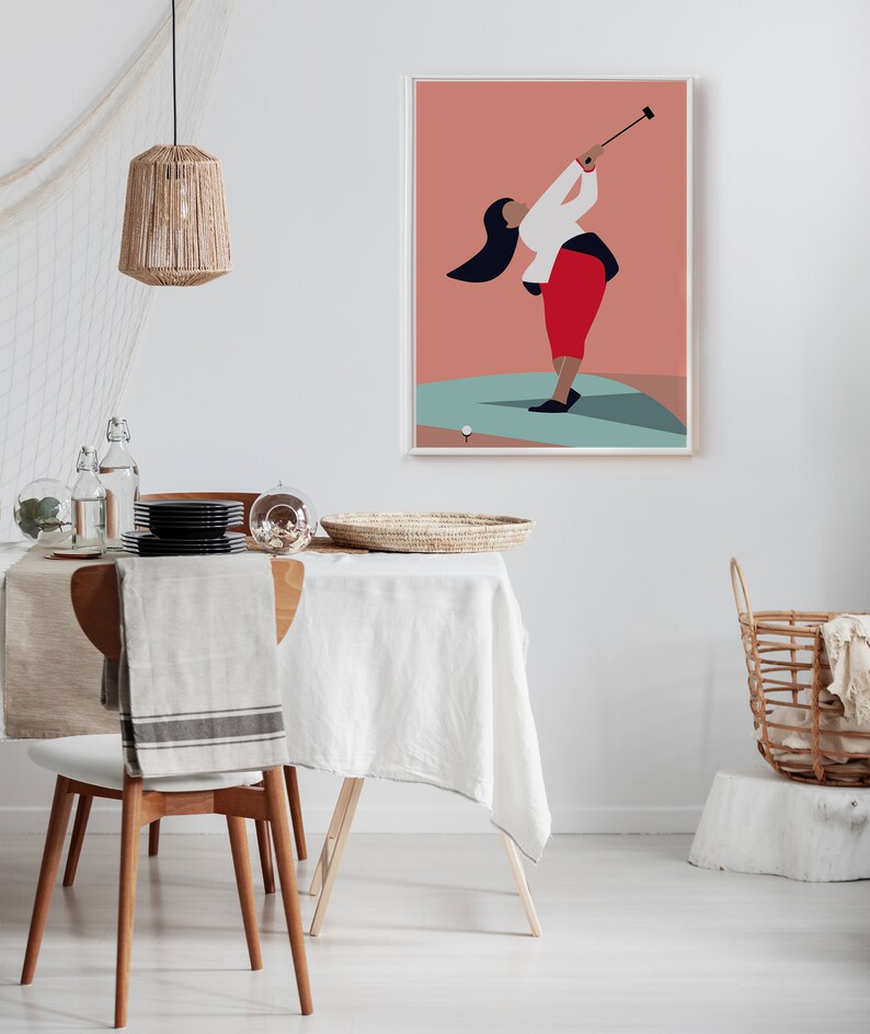 Art print GOLF, fine art giclee printing, women's power, sports, modern minimalist wall art image 8