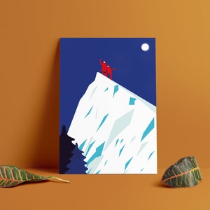 Postcard MOUNTAIN HIGH, mountaineer, winter landscape, stationery, A6 print, envelope image 2