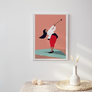 Art print GOLF, fine art giclee printing, women's power, sports, modern minimalist wall art A2 Fineart Print