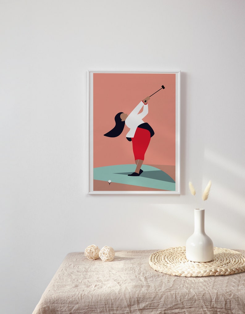 Art print GOLF, fine art giclee printing, women's power, sports, modern minimalist wall art A2 Fineart Print