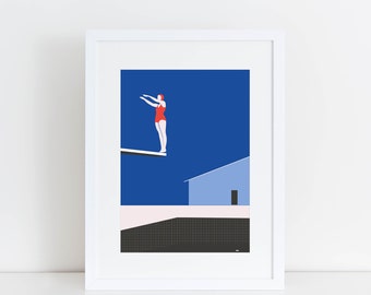 Art print JUMP, Fine Art Giclée Print, Illustration Print, Modern Wall Art, Wallart, Poster