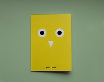 Easter postcard chick, folding card, peephole, Easter greeting card, yellow, gift idea