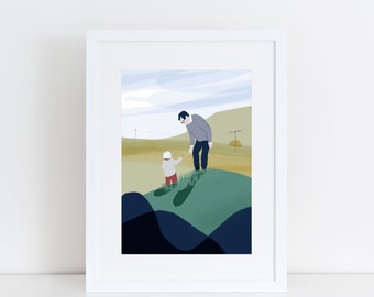 Art print PAPA, Fine Art Giclée Print, Illustration Print, Modern Wall Art, Wall Art, Poster, Family, Dad