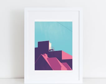 Art print HOUSES OF BROOKLYN, Fine Art Giclée print, New York illustration, modern wall art, Wallart