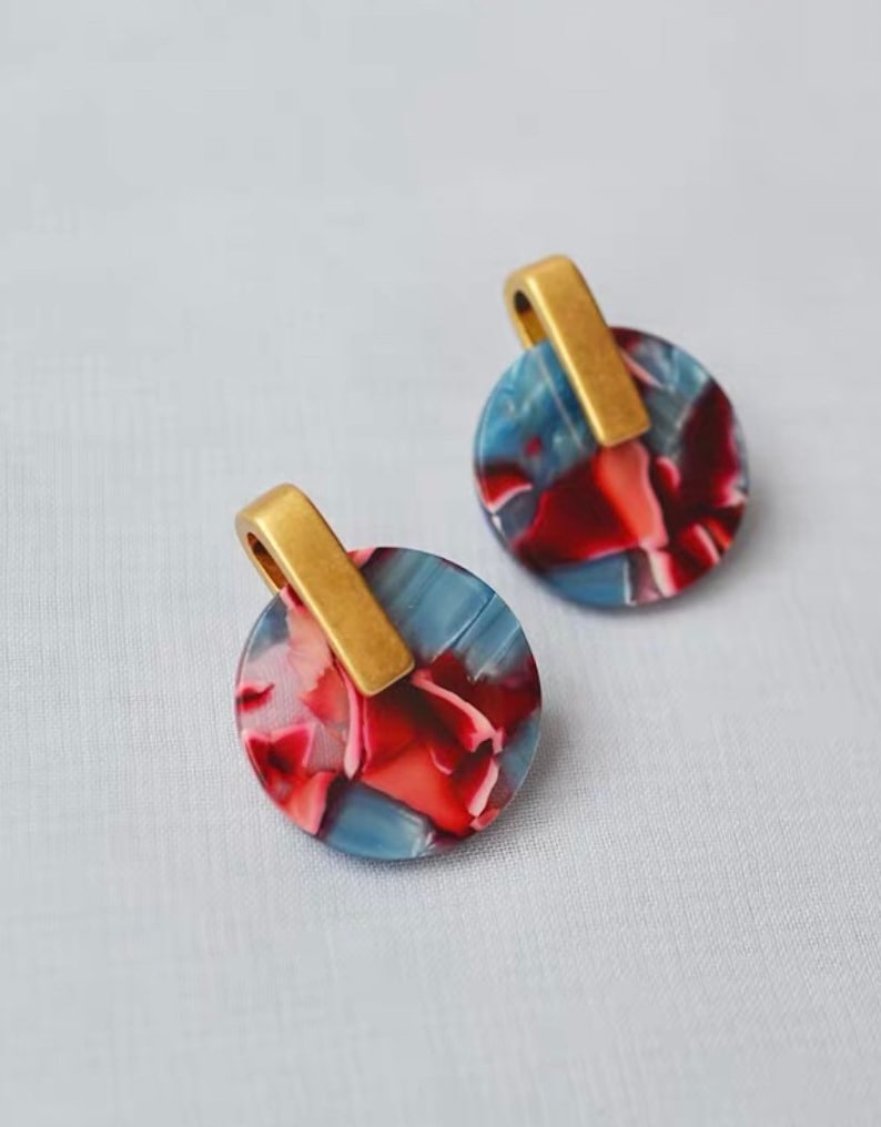 Classic Earring Mosaic Color Mother Shell Earring