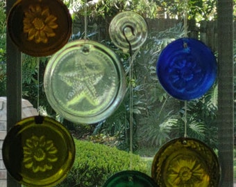 Beach Themed Recycled Glass Wine Bottle Base Sun Catchers