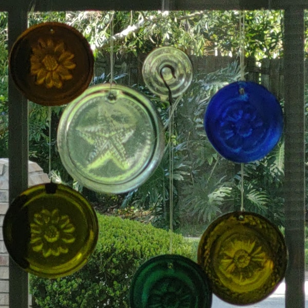 Beach Themed Recycled Glass Wine Bottle Base Sun Catchers