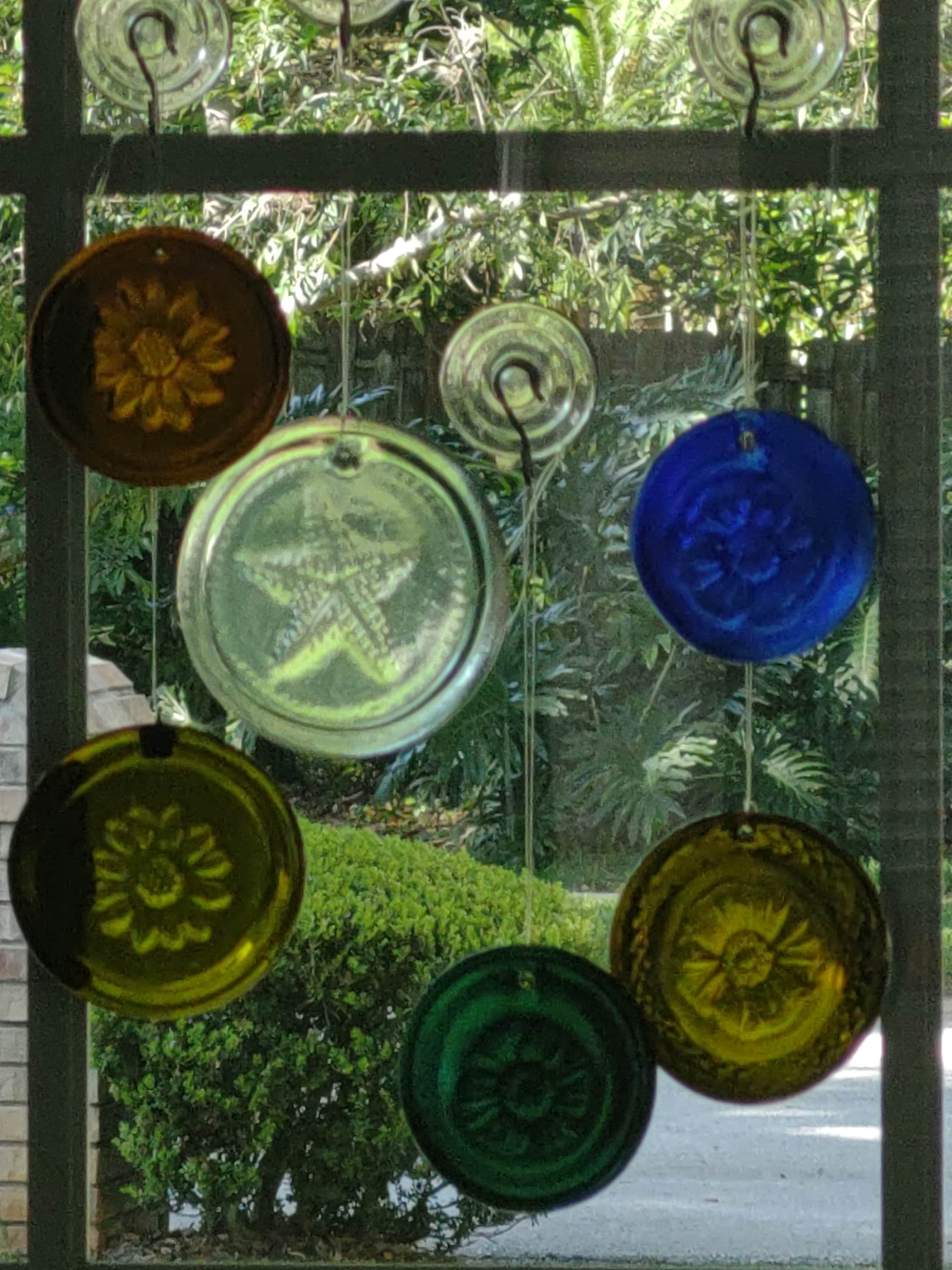 Sun Catchers - Flowers-Celtic Knots - Recycled Glass Wine & Water Bottle Bases Kiln Fused
