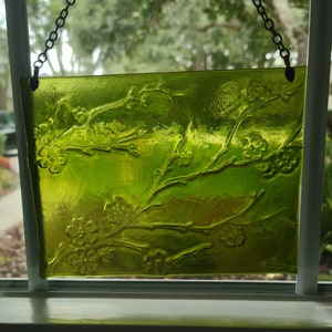 CHERRY BLOSSOM HANGERS created with glass from Recycled Wine/Water Bottle - Fused Glass
