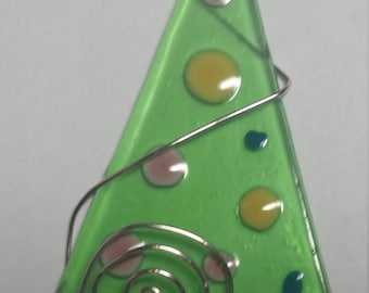 SMALL CHRISTMAS TREES Fashioned & Fused Using Recycled Wine Bottles Glass