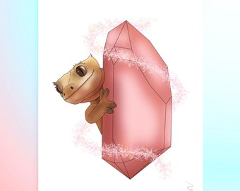 Crested Gecko Gemstone Print