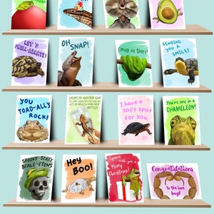 Cartes de voeux pour reptiles et amphibiens // Cartes d'anniversaire, d'Halloween, de Noël et de Noël