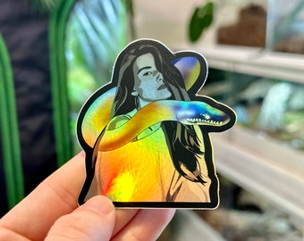 Adesivos holográficos de arco-íris de píton de lábios brancos